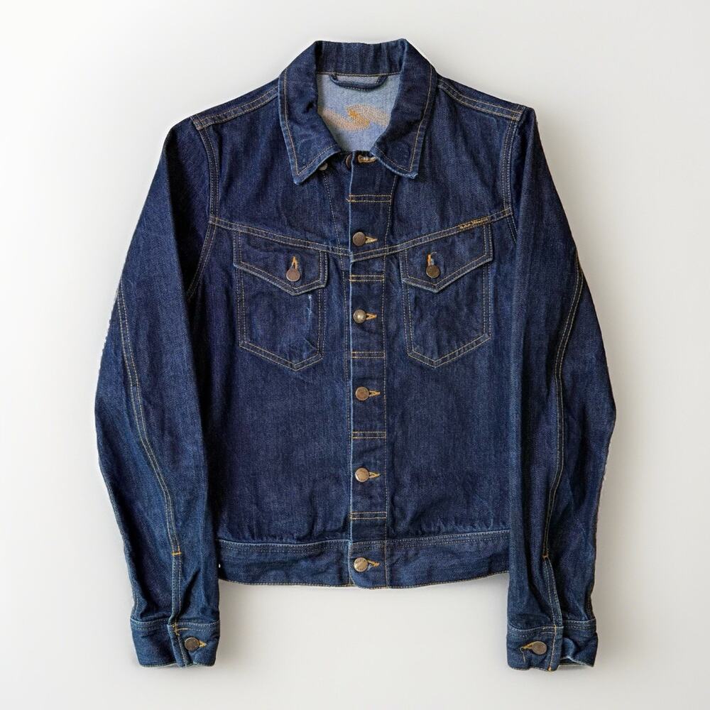 Nudie Jeans Conny Organic Dry Denim Jacket S Blue Dark Wash Minimalist New York